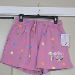 Disney 100 Wonderful World of Color Shorts w/ Colorful Polka Dots Size Med NWT